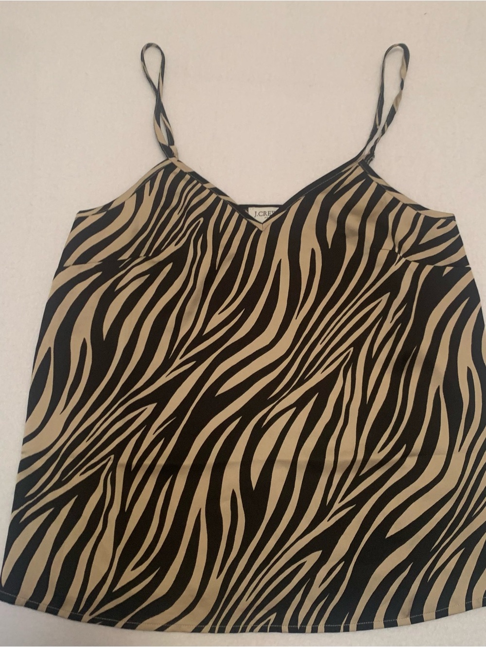 J. Crew Women's Black and Tan Zebra Print Cami Size 00